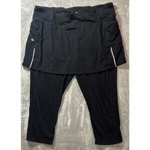 Athleta Contender 2 in 1 Black Capri Leggings with Skirt Womens 1X RN#54023